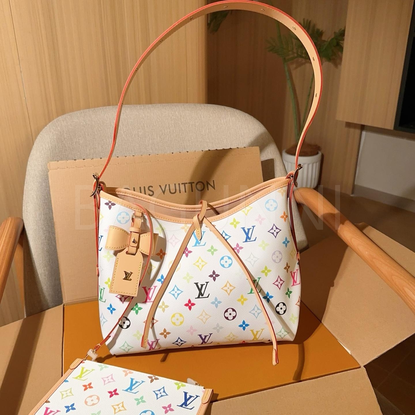 루이비통 x 무라카미 타카시 멀티컬러 캐리올 숄더백