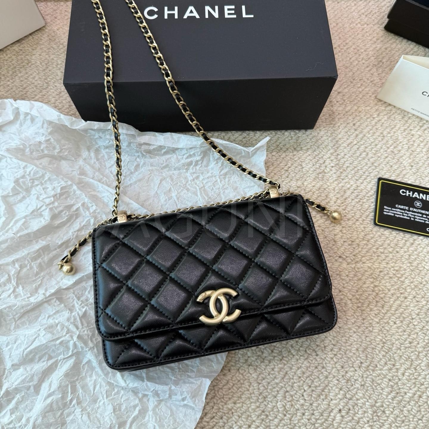 샤넬 더블 진주 19 백