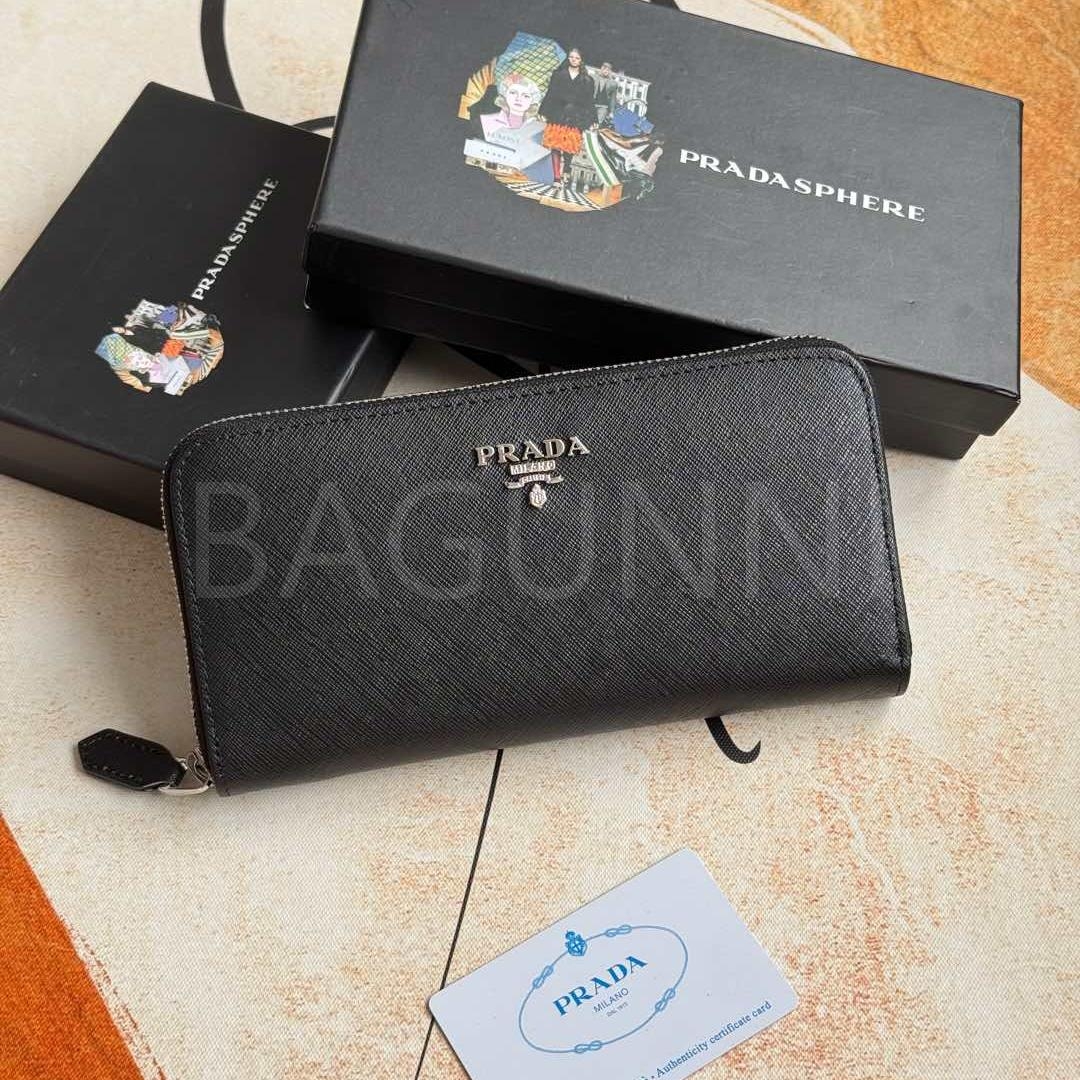 프라다 사피아노 지퍼 장지갑