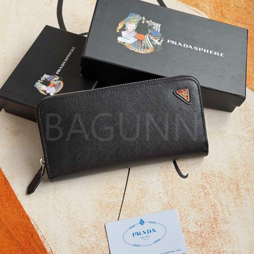 프라다 사피아노 지퍼 장지갑