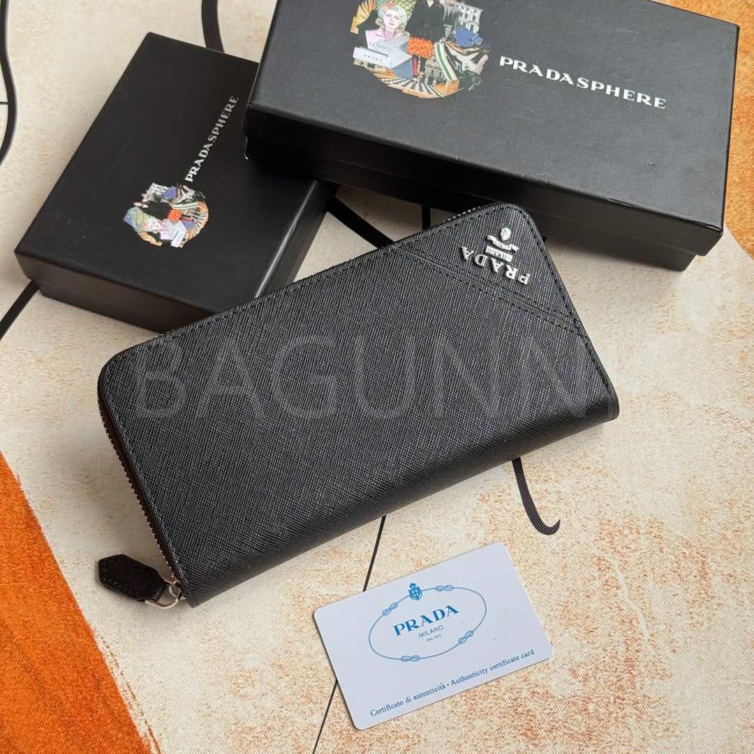 프라다 사피아노 지퍼 장지갑