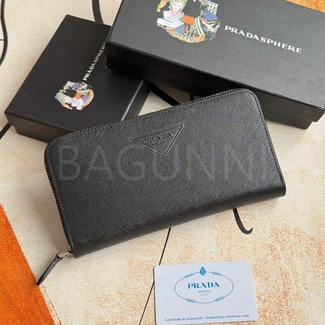 프라다 사피아노 지퍼 장지갑