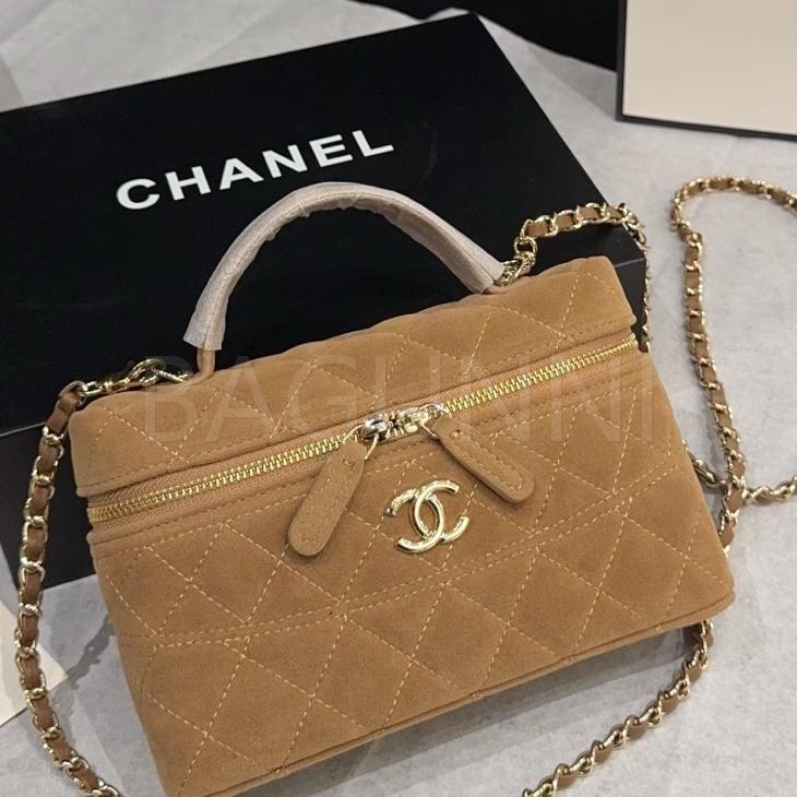 샤넬 스웨이드 런치박스 체인 백