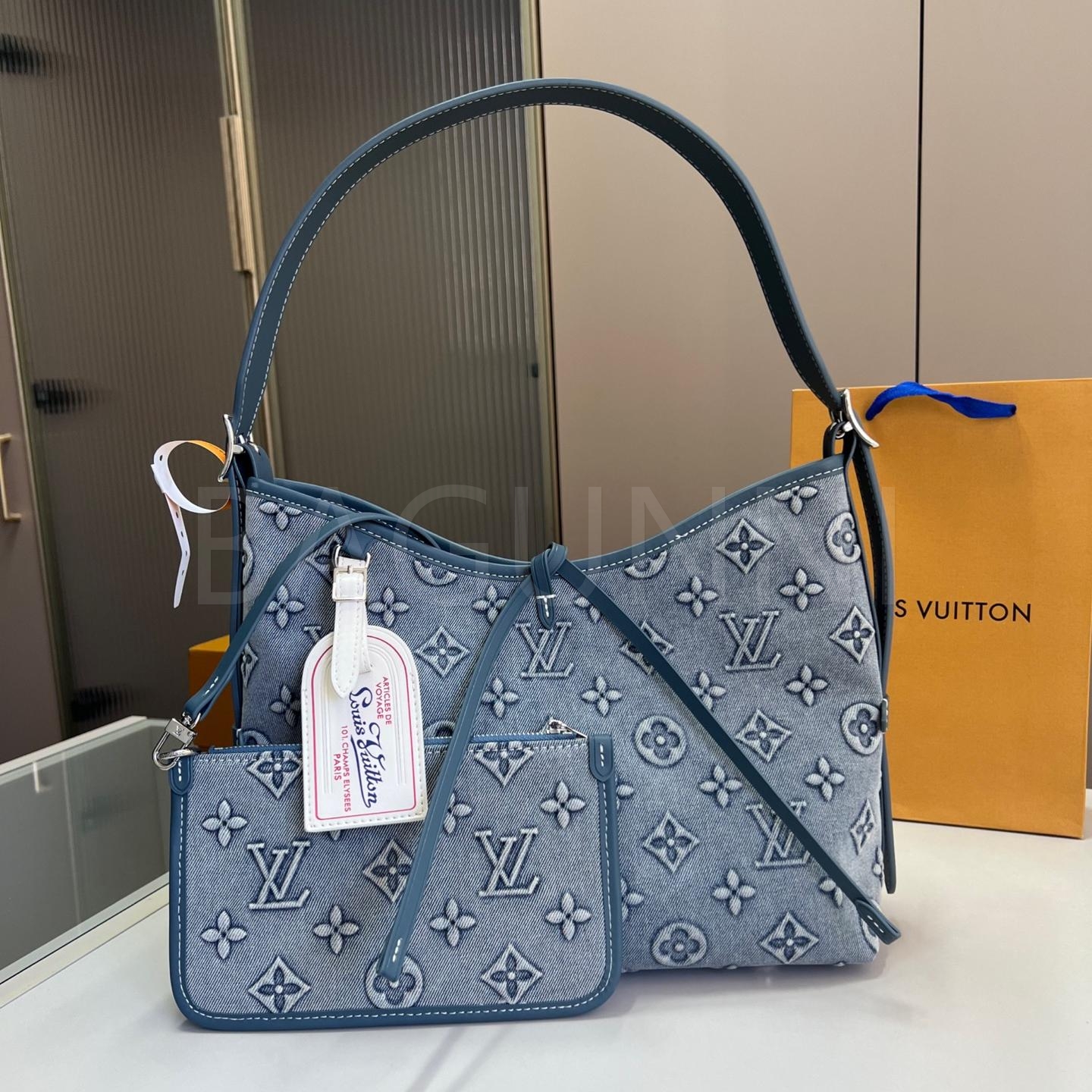 루이비통 데님 토트백