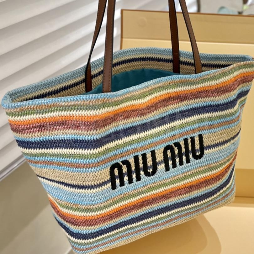 미우미우 스트라이프 니트 쇼퍼백