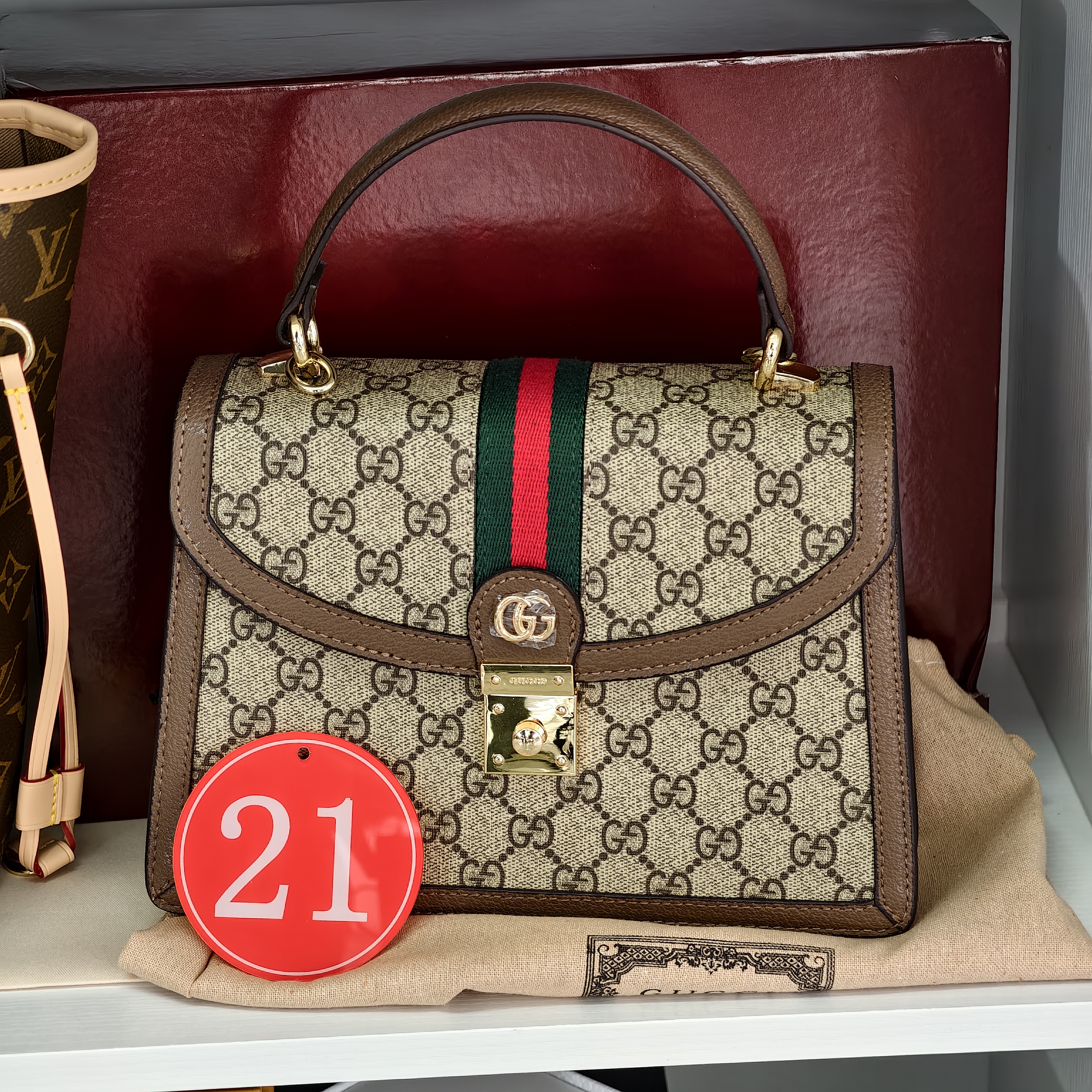 [live21] 구찌 오피디아 스몰 탑 핸들백GG 수프림 캔버스